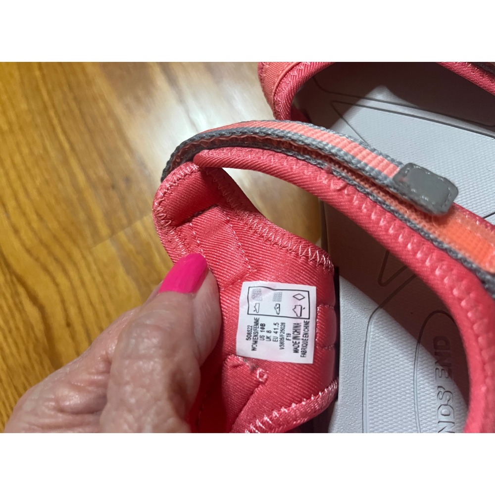 Lands End Womens Sport Sandals Coral Pink Grey Straps Size 10B NEW - Picture 4 of 4